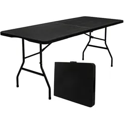 Gartentisch für 6 Personen - 180 x 74cm Klapptisch Rattan-Look Esstisch Klappbar