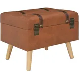 vidaXL Hocker mit Stauraum 40 cm Hellbraun Kunstleder
