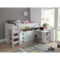Feldmann-Wohnen Hochbett TOLEDO 1 (Etagenbett mit Schreibtisch + 2 Schränke) Farbe wählbar weiß