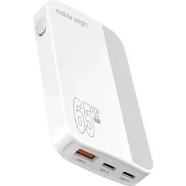 mobile origin GaN III Slim Charger dual USB-C Single USB-A White