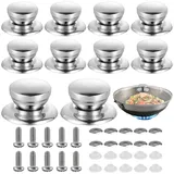 Persiiious 5 Stück Topfdeckelgriff, Hitzebeständiger Pfannendeckel, Topfdeckelknopf, Edelstahl Topfdeckelgriff, Ersatzknöpfe Griffe, Für Glasdeckel & Pfannendeckel, Topfgriffe Set Mit Schrauben (10)