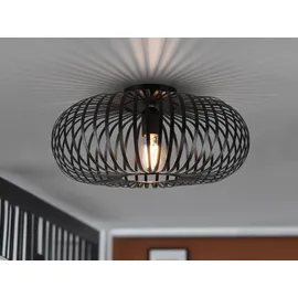 Trio led Deckenleuchte Gitter Lampenschirm Metall Schwarz Ø 40cm