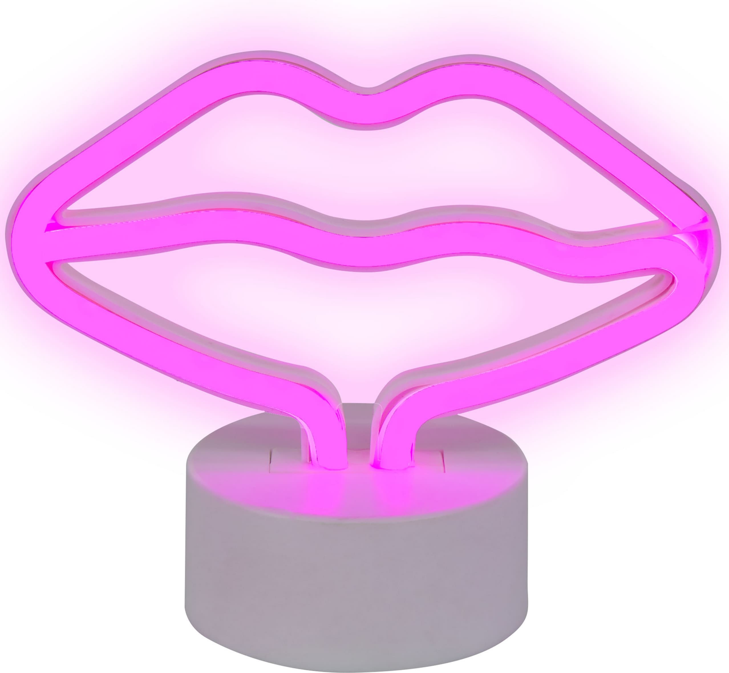 Beliani, Tischlampe, Neonlicht LED Dekofigur rosa Mund 15 cm FLORA (300 lm)