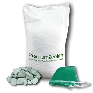 25 kg ZEOLITH 16-32 mm +2 Filtersäcke Filtermaterial Teichfilter Aquarium Filtermedium Filter Phosphatbinder Zeoliet Celolit Zelolit Zeolite Naturmineral baumgrün