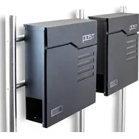 BITUXX Design Doppel Standbriefkasten MS-16785 Graphit inkl. Zeitungsfach