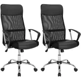 CASARIA Casaria® 2x Bürostuhl Ergonomisch Hohe Rückenlehne Härtegradeinstellung 46-60cm Sitzhöhe Wippfunktion Lenden- und Kopfstütze Büro Schreibtisch Dreh