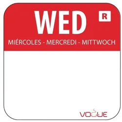 HYGIPLAS Vogue Farbcode Sticker Mittwoch Rot (1000 Stück)