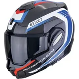 Scorpion Exo-tech Evo Carbon Cosy Modularhelm - Schwarz/Weiß/Blau/Rot / S