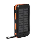 Outdoor Powerbank 10000mAh Solar Ladegerät mit 2 Ausgangsport und USB C Externer Akku Eingangsport Solar Powerbank mit Taschenlampe und Kompass für Smartphones, Tablets (Schwarz + Orange)