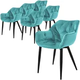 ML-Design Esszimmerstuhl Samt petrol 6er Set