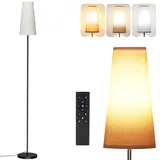 Jixviqi LED stehlampe wohnzimmer mit schirm 9W, LED Leselampe Stehlampe dimmbar mit Fernbedienung&Fußschalter, 170cm Hohe mit Leinen-Lampenschirm & LED-Lampen für Schlafzimmer, Wohnzimmer, Büro