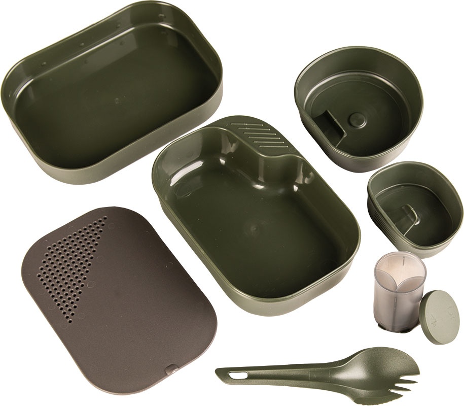 Wildo Green-Line Camp-A-Box Complete, set de vaisselle - Olive