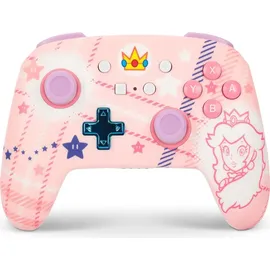 PowerA Enhanced Wireless Controller Princess Peach Plaid Rosa Nintendo Switch