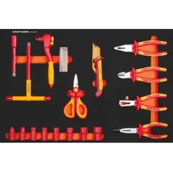 Kraftwerk VDE Einlage mit 3/8" Knarre/Steckschlüssel/Zangen/Schneidwerkzeuge 18-tlg.