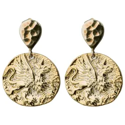 Gemshine Ohrringe 'Münzen Pegasus Pferd - Runde Antique Ethnic Vintage Coin' gold coloured Hellbraun Damen 
