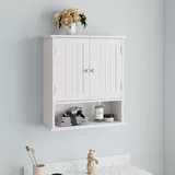 Weißer Wand-badezimmerschrank, Medikamentenschrank Mit Doppeltür Und Verstellbaren Einlegeböden, Wandschrank Für Über Der Badewanne, Geeignet Für Waschküche, Küche, Badezimmer Usw.