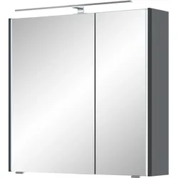 Spiegelschrank SAPHIR "Serie 7045 Badezimmer-Spiegelschrank inkl. LED-Beleuchtung, 2 Türen", grau (stahlgrau), B:73,2cm H:70,3cm T:17cm, Spanplatte, Schränke, Badschrank 73,2 cm breit, inkl. LEDplus Schalter und Türdämpfer