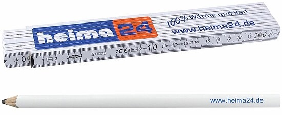 heima24-Handwerker-Set: Qualitäts-Holzgliedermaßstab 2 m & Handwerker-Bleistift mit Allesschreibermine