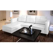 vidaXL L-förmiges Sofa 3-Sitzer Kunstleder Weiß