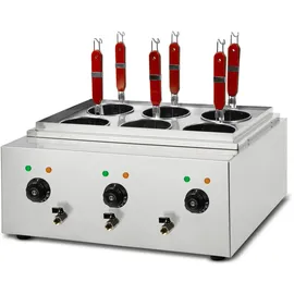 Vertes Gastro Nudelkocher Edelstahl, 3x1700w 3x6 Liter 6 Körbe,