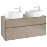 Villeroy & Boch Collaro Waschbeckenunterschrank 1200x548x500 mm, 4 Auszüge, für 2 Waschbecken, C06000VK, Farbe: Front/Korpus: Soft Grey, Griff: Soft Grey