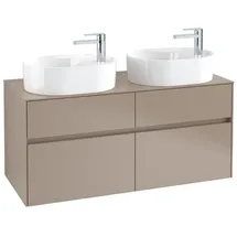 Villeroy & Boch Collaro Waschbeckenunterschrank 1200x548x500 mm, 4 Auszüge, für 2 Waschbecken, C06000VK, Farbe: Front/Korpus: Soft Grey, Griff: Soft Grey