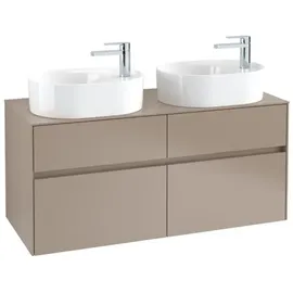 Villeroy & Boch Collaro Waschbeckenunterschrank 1200x548x500 mm, 4 Auszüge, für 2 Waschbecken, C06000VK, Farbe: Front/Korpus: Soft Grey, Griff: Soft Grey
