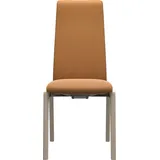 Polsterstuhl STRESSLESS "Laurel", braun (new caramel batick, eiche gekalkt), B:57cm H:105cm T:60cm, Leder BATICK: BATICK ist ein leicht korrigiertes, durchgefärbtes und genarbtes Möbelleder, bei dem die meisten Unebenheiten und Spuren in der Regel entfernt wurden., Stühle, Polsterstuhl, High Back, Größe M, mit abgerundeten Beinen in Eiche gekalkt