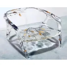 JV Möbel Esszimmerstuhl Epoxidharz transparent/weiß