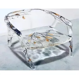 JV Möbel Esszimmerstuhl Epoxidharz transparent/weiß