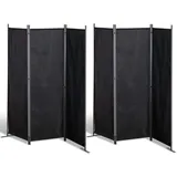 GRASEKAMP 2 Stück Paravent 3tlg Raumteiler Trennwand Sichtschutz Schwarz