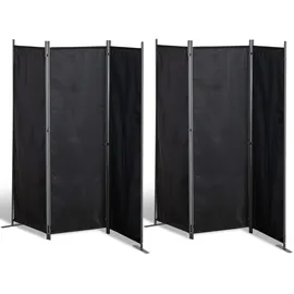 GRASEKAMP 2 Stück Paravent 3tlg Raumteiler Trennwand Sichtschutz Schwarz
