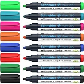 Schneider Maxx 290 Whiteboard- und Flipchart-Marker 8 St. Schwarz/Weiß/Mehrfarbig