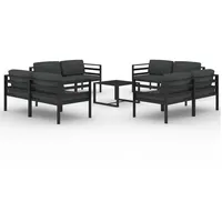 vidaXL 9-tlg. Garten-Lounge-Set mit Kissen Aluminium Anthrazit