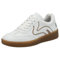 Plateausneaker RIEKER SPORT, Damen, Gr. 40, gelb (weiß, camelfarben), Lederimitat, sportlich, Schuhe, Freizeitschuh, Halbschuh, Schnürschuh in veganer Verarbeitung