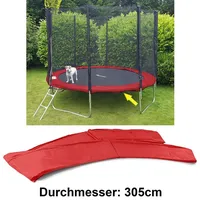 RAMROXX 305cm Trampolin Sprungfedern Schutz Abdeckung Rot