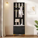 stilvora Schuhbank 60,5x35,2x180,5 cm Schwarz/Gold