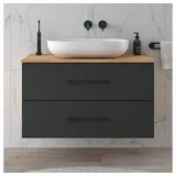 Planetmöbel Waschbeckenunterschrank 90 x 52,6 x 48 cm Gold/Eiche/Schwarz