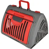 lola toys Transportkäfig für Katzen und Hunde, klappbar, Kunststoff, 46 x 35 x 33 cm, Anthrazit-Rot