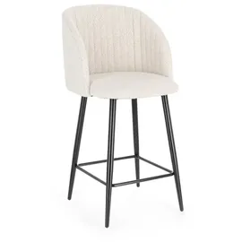 BIZZOTTO Barhocker Queen 2er-Set aus Boucle-Stoff, modern gepolstert, beige, stabiles Metallgestell