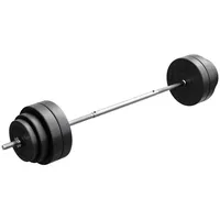 GYRONETICS Hantelset Langhantel 60 kg mit 2x2kg, 2x5kg, 4x10kg Hantelscheiben aus Kunststoff und Gusseisen