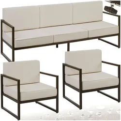 tectake®  Garten-Loungeset,  für 5 Personen, Dicke der Sitzpolster 14 cm,  pulverbeschichtete Stahlgestelle,  höhenverstellbare Füße