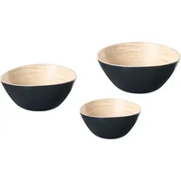 Beliani Dekoschalen 3er Set BONHEUR Bambus Schwarz