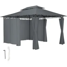Tectake Gartenpavillon Emine 4 x 3 m inkl. 6 Seitenteile Dunkelgrau
