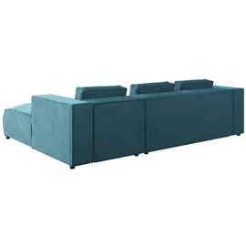 s-style möbel - Modernes Ecksofa Bello aus Türkis Cord mit Ottomane rechts und weichem Sitz, B/T/H: 262 cm / 176 cm / 64 cm - Türkis