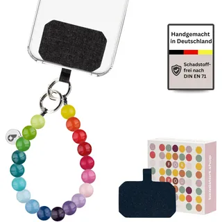 beadstars® Handykette kurz aus Holzperlen | Universal Handyanhänger für alle Smartphones | Handmade in Germany | kompatibel mit iPhone, Samsung u.a. | ideal als Geschenke für Frauen (Rainbow)