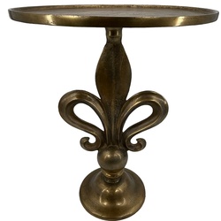 Casa Padrino Barock Beistelltisch Lilie Antik Gold Ø 51 x H. 67 cm - Runder Aluminium Tisch im Barockstil - Wohnzimmer Möbel - Aluminium Möbel - Barock Möbel - Barock Einrichtung
