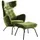 KAWOLA Ohrensessel LOTTE Velvet 79 x 117 x 80 cm Olivgrün mit Hocker