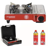 ROTHENBERGER Industrial Campingkocher Deluxe inkl. 2 Gaskartuschen | inkl. Tragekoffer | 1-flammig Gaskocher Camping Gas Kocher Kartusche | für Töpfe 12-34 cm