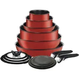 T-Fal L818SE74 Ingenio Nonstick Cookware Kochgeschirr-Set, Aluminium, Kirschrot